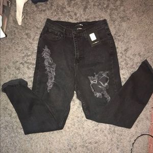 Fashion Nova Distressed Black Jeans